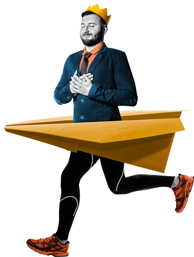 Person running on a paper plane